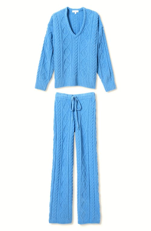 Pj Salvage Cozy Cable Knit Chenille Pajamas In Blue