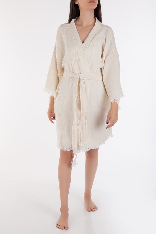 Forever & Always Shoes Thalassa Hande Bridal Short Kimono In White/pink