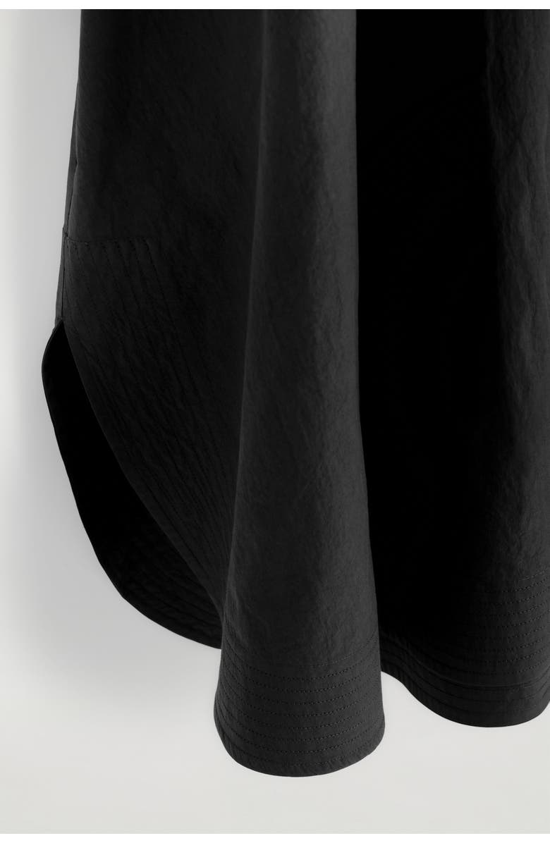 COS Rounded V-Neck Cotton Midi Dress, Alternate, color, Black