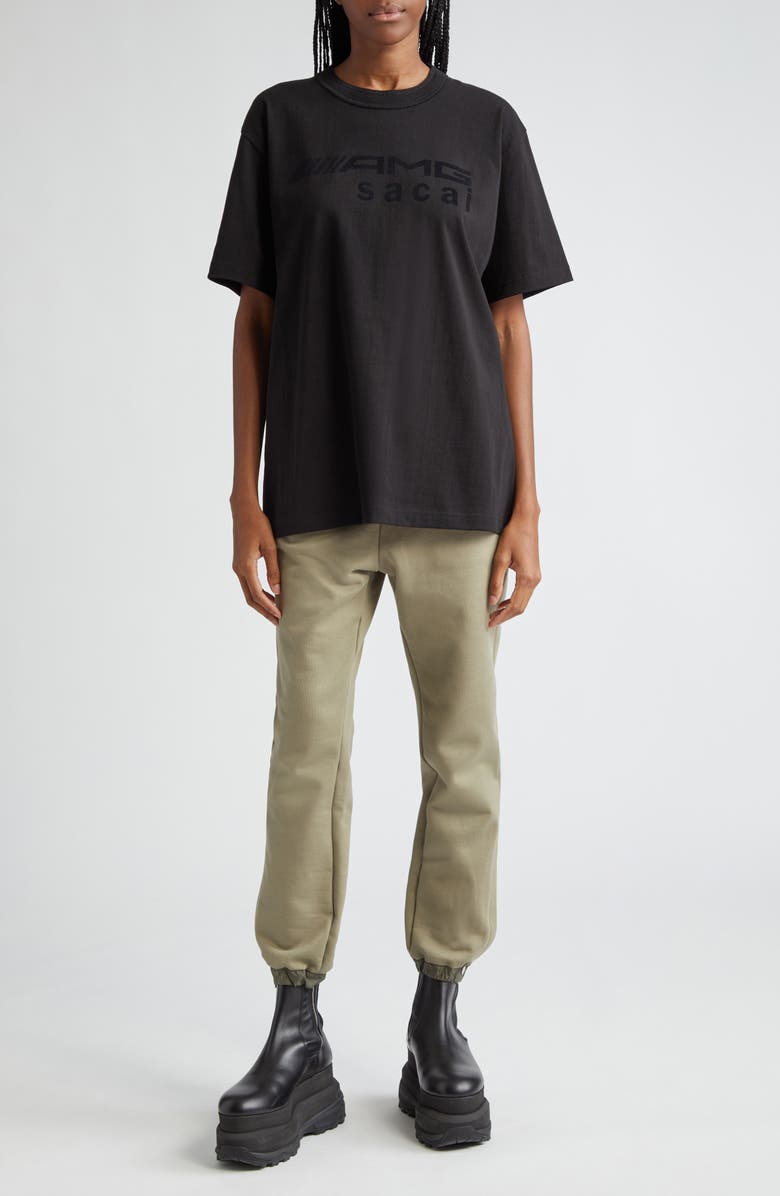 Sacai AMG Flocked Logo Cotton Graphic T-Shirt, Alternate, color,