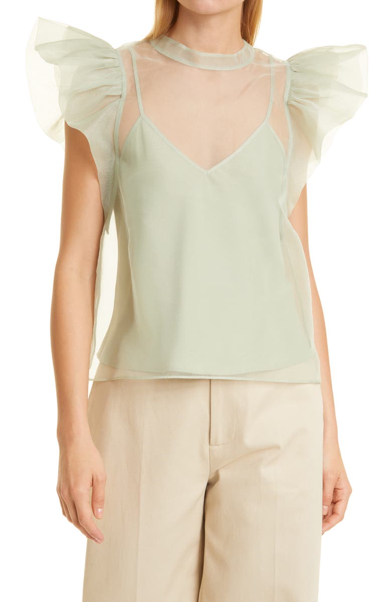 Simkhai Jonathan Simkhai Women's Corina Recycled Organza Blouse, Main, color,