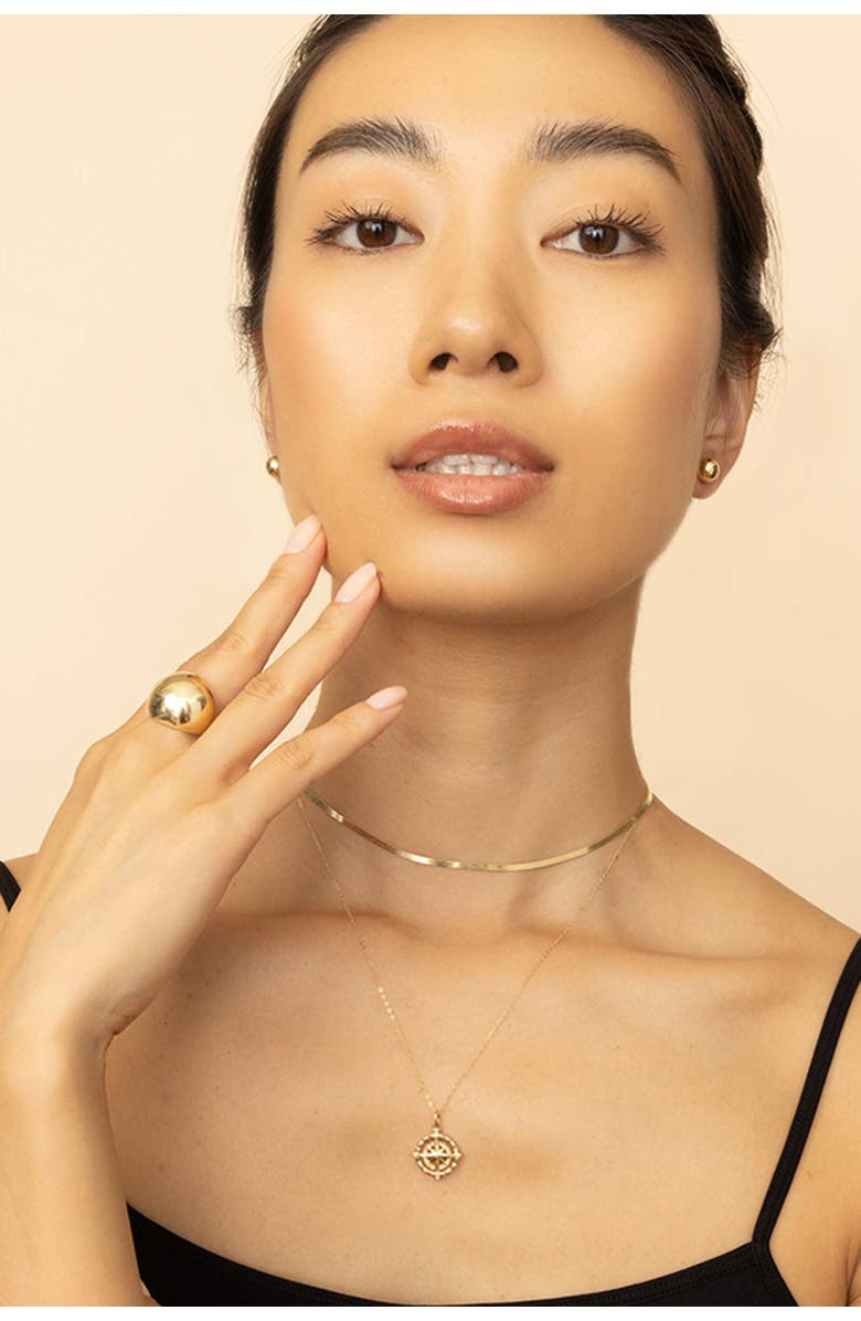 Oradina 14K Gold Compass Rose Pendant Charm, Alternate, color, White Gold