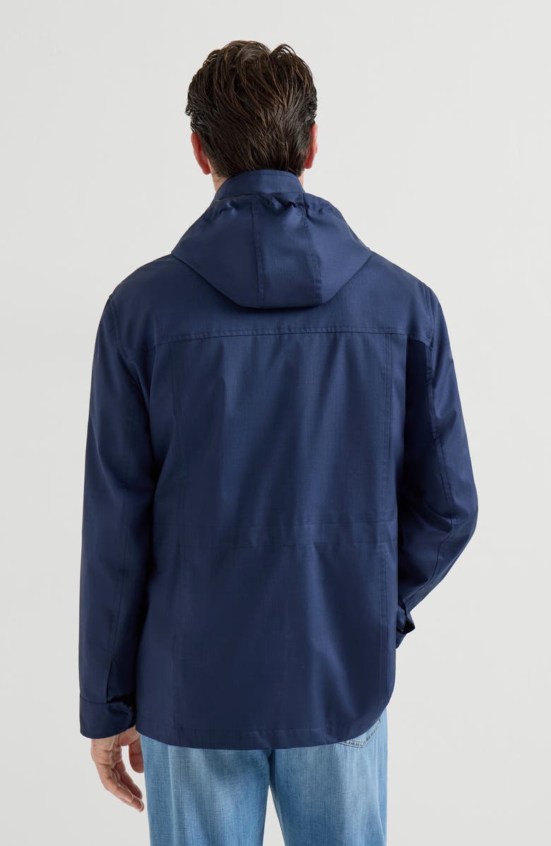 Brunello Cucinelli Safari jacket with detachable hood, Alternate, color, Blue