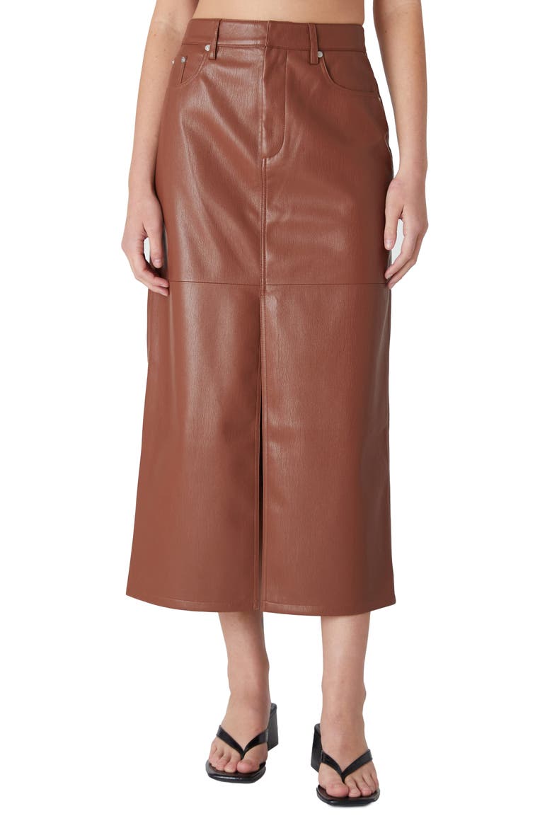 Faux Leather Midi Skirt, Main, color, COMING THROUGH