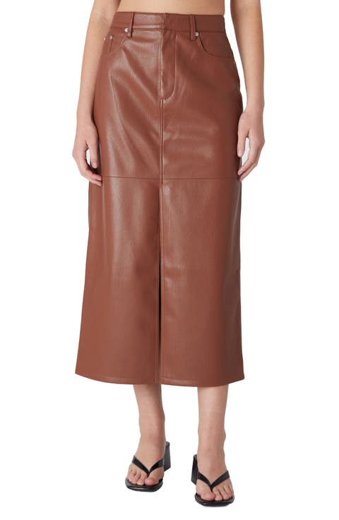 Faux Leather Midi Skirt