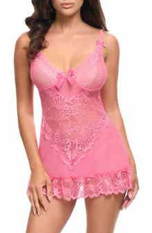 Oh La La Cheri Valentine Soft Cup Babydoll Chemise & G-String Thong