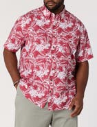 Harbor Bay by DXL Big & Tall Easy-Care Big Leaf Print Sport Shirt