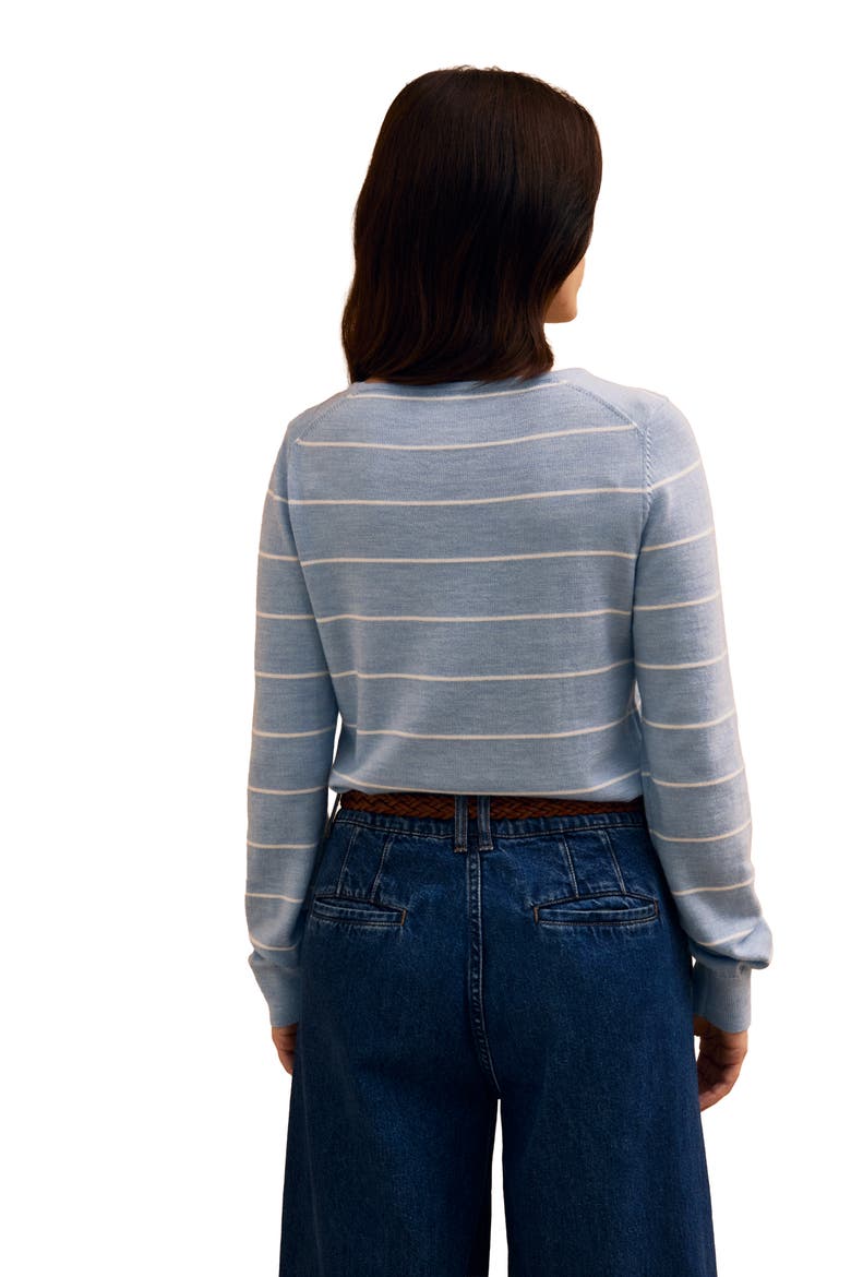 Merino Fine Knit Boat Neck Jumper, Alternate, color, Vintage Blue Stripe