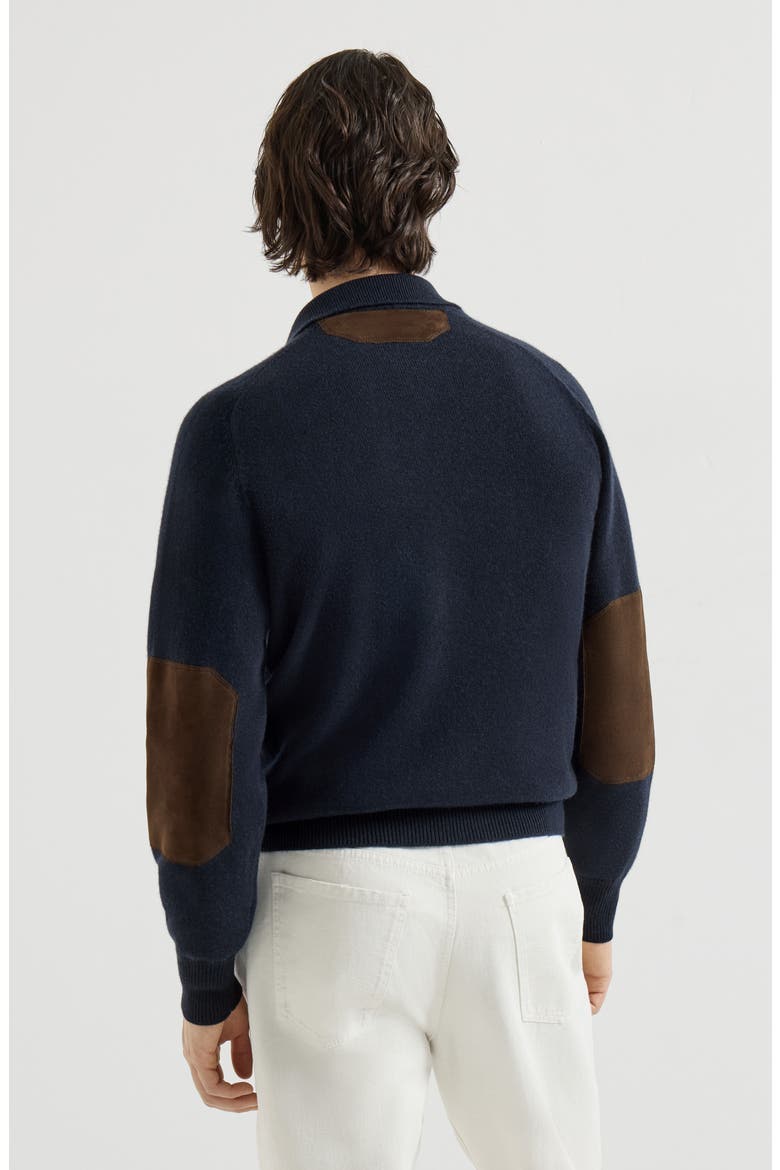 Cashmere cardigan with shirt-style collar and buttons, Alternate, color, Navy Blue