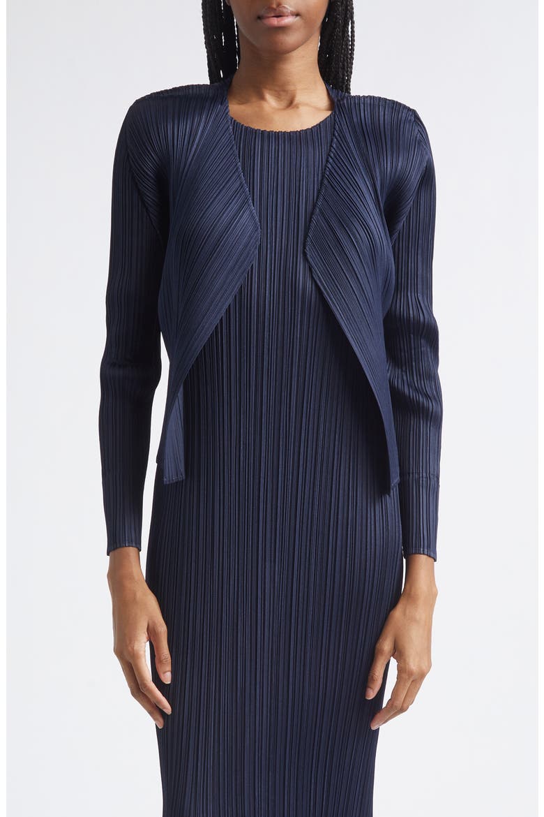 New Colorful Basics 4 Pleated Cardigan, Main, color, NAVY