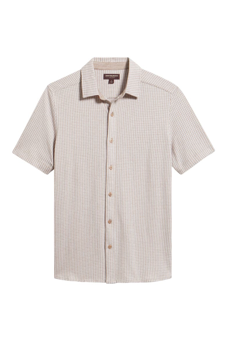 Bennett Gingham Short Sleeve Button-Up Shirt, Alternate, color, TAN GINGHAM