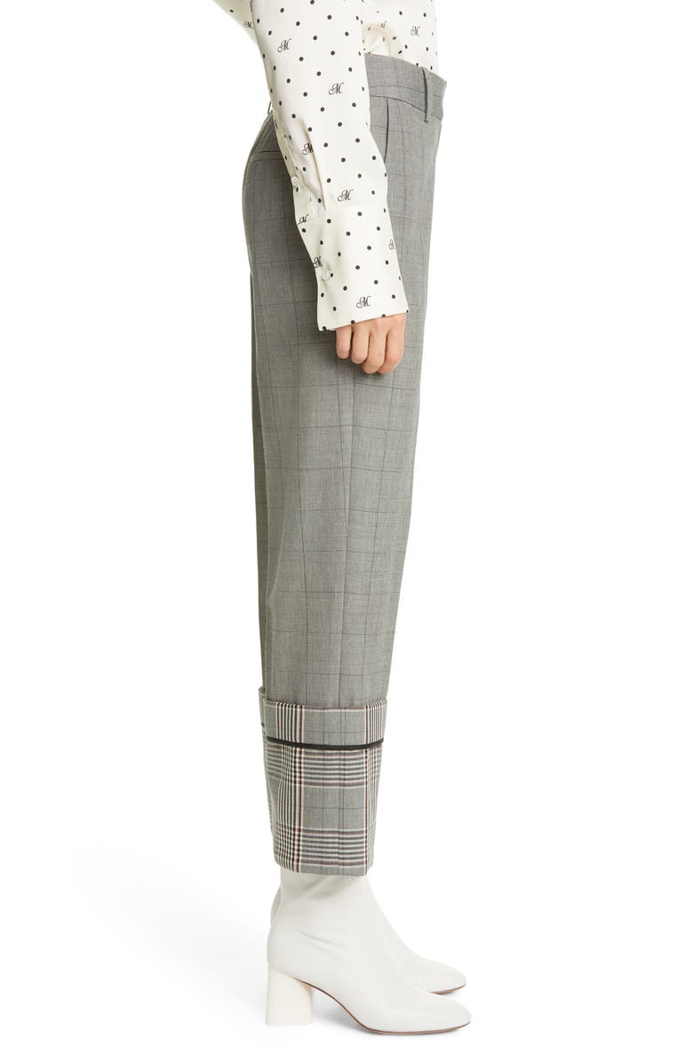 MONSE Cuff Hem Plaid Straight Leg Wool Blend Pants, Alternate, color,