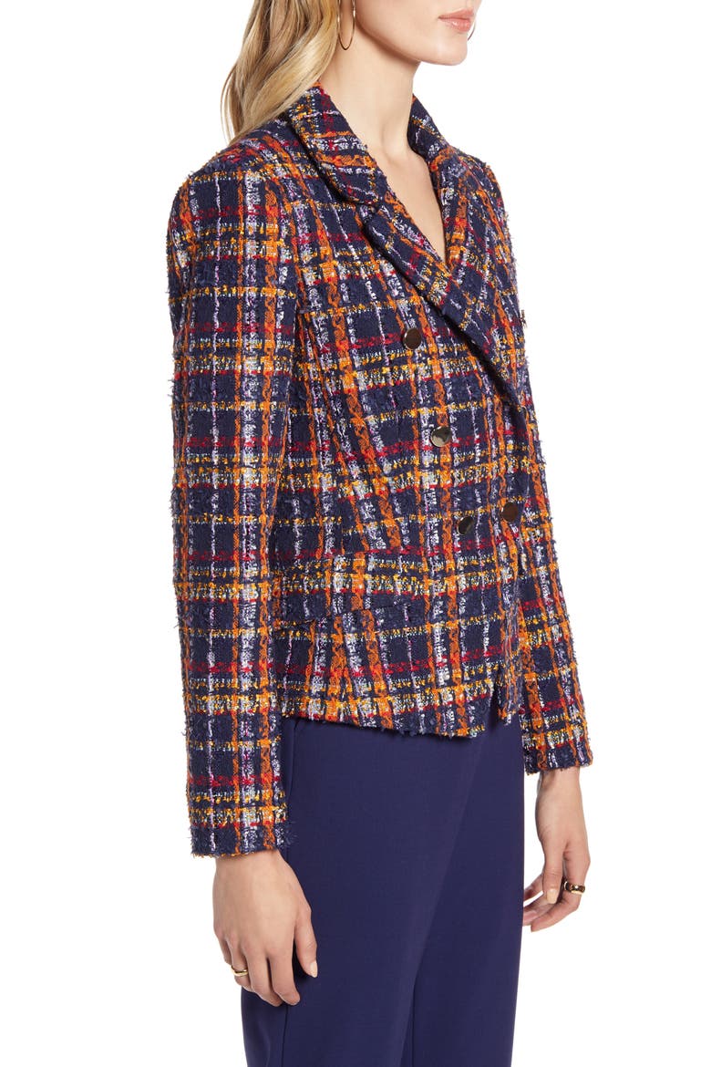 Plaid Tweed Jacket, Alternate, color, NAVY MULTI TWEED