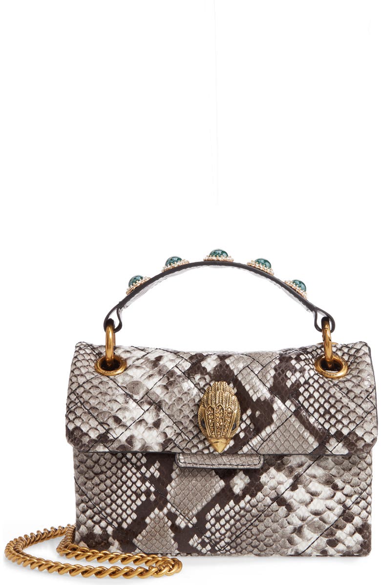 Kurt Geiger London Kensington X Snake Embossed Leather Shoulder Bag, Main, color,