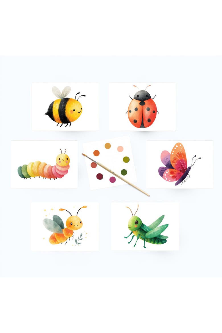 Garden Friends Watercolor Postcard Kit, Main, color, Multicolor