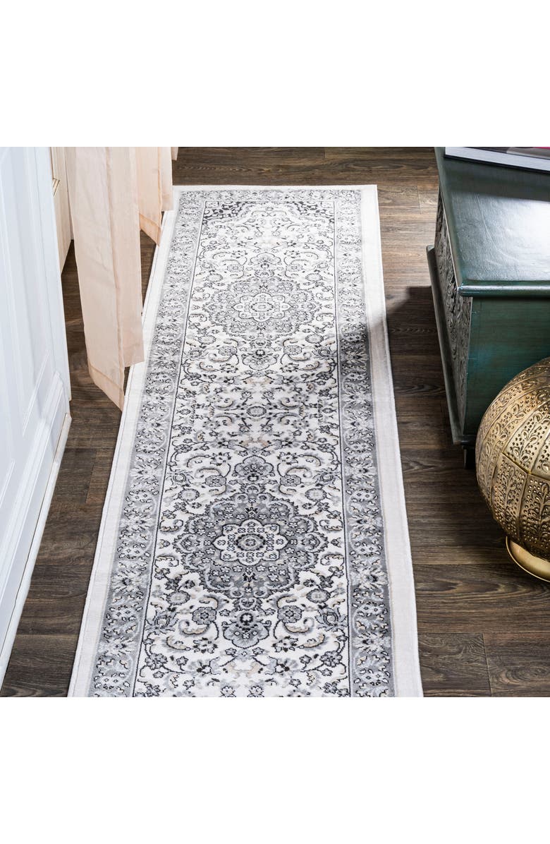 JONATHAN Y Palmette Modern Persian Floral Area Rug, Alternate, color, Gray/Cream