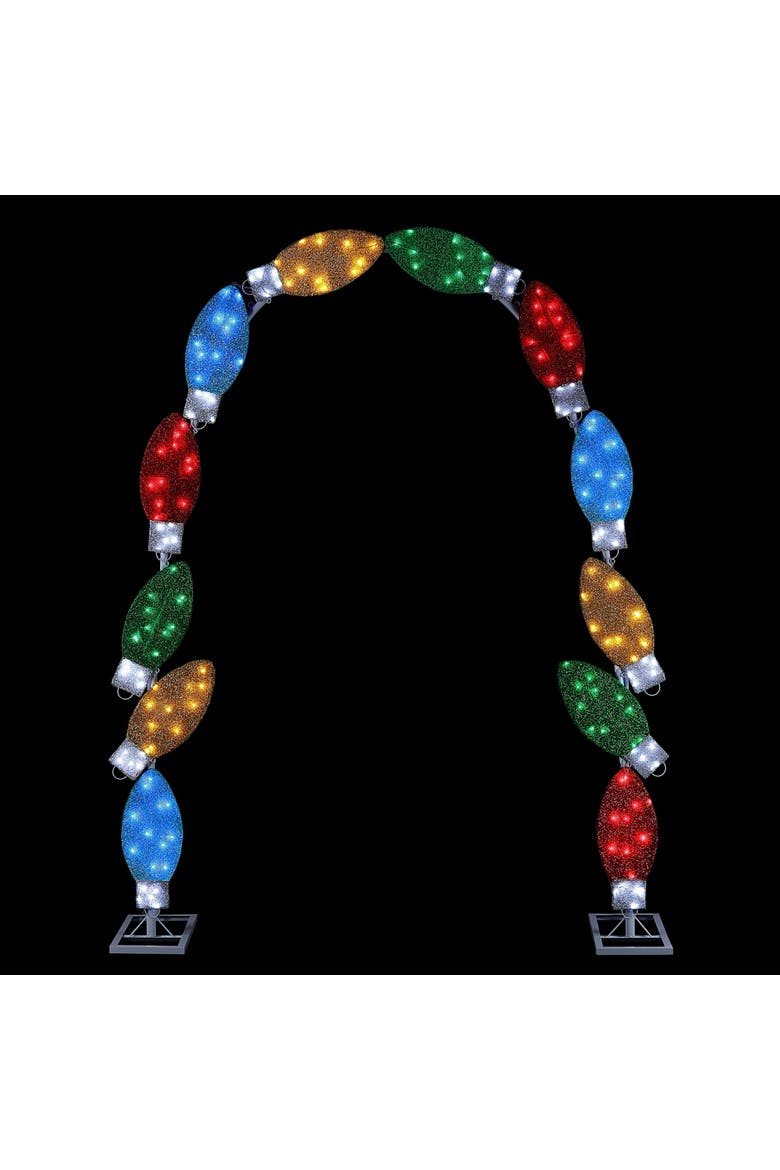 8 ft. Illuminated Tinsel C9 Bulb Arch, Alternate, color, Multicolor