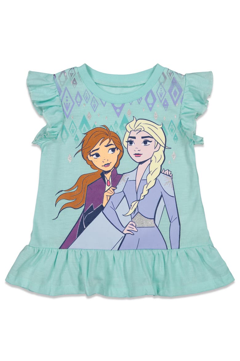 Frozen T-Shirt & Bike Shorts Set, Alternate, color, Blue