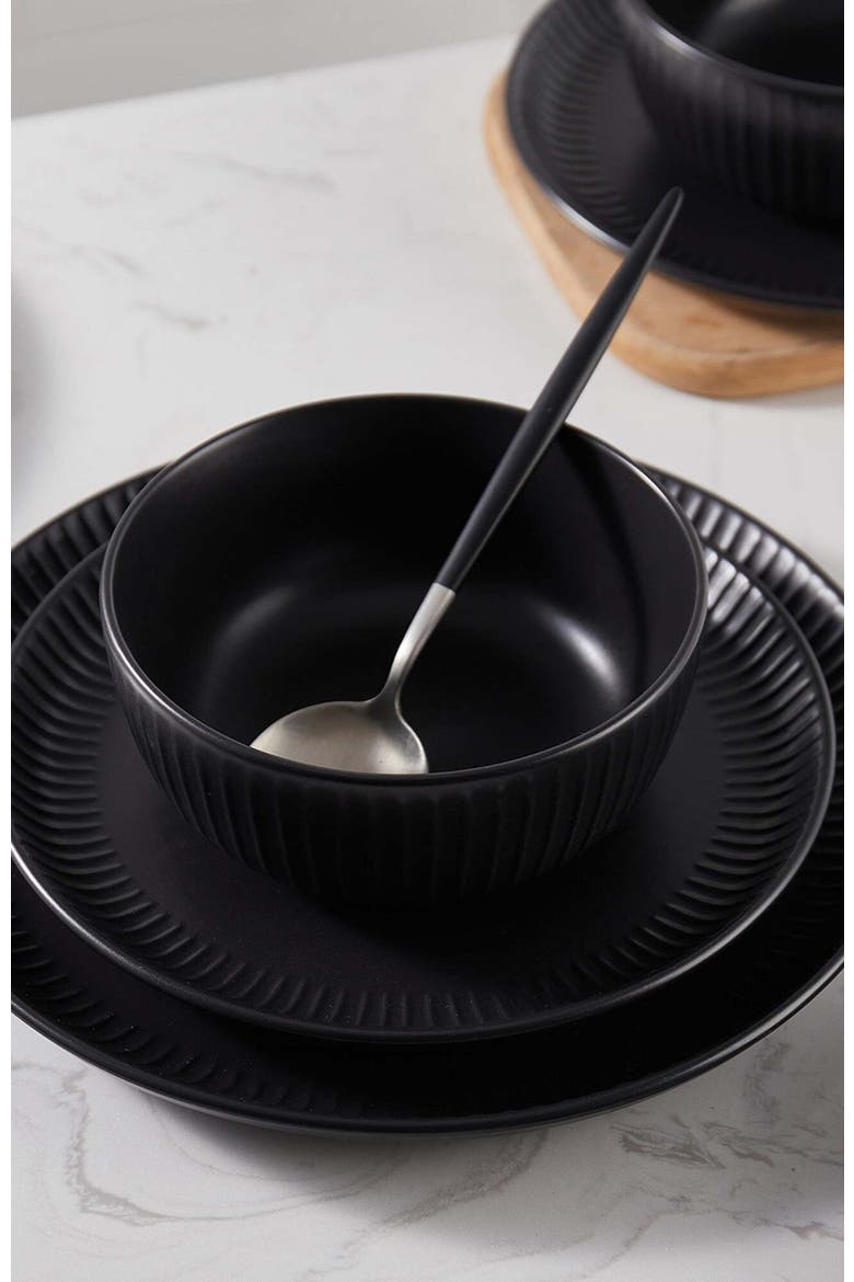 Logan Stoneware 24-Piece Dinnerware Set, Alternate, color, Black 24-Pieces