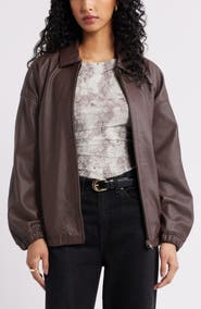 Open Edit Oversize Faux Leather Jacket
