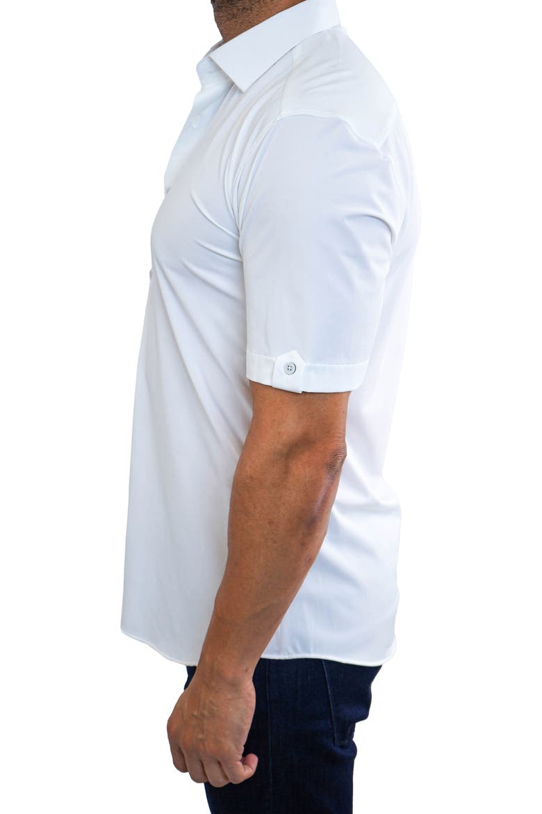 Galileo Stretchcore Short Sleeve Performance Button-Up Shirt, Alternate, color, WHITE