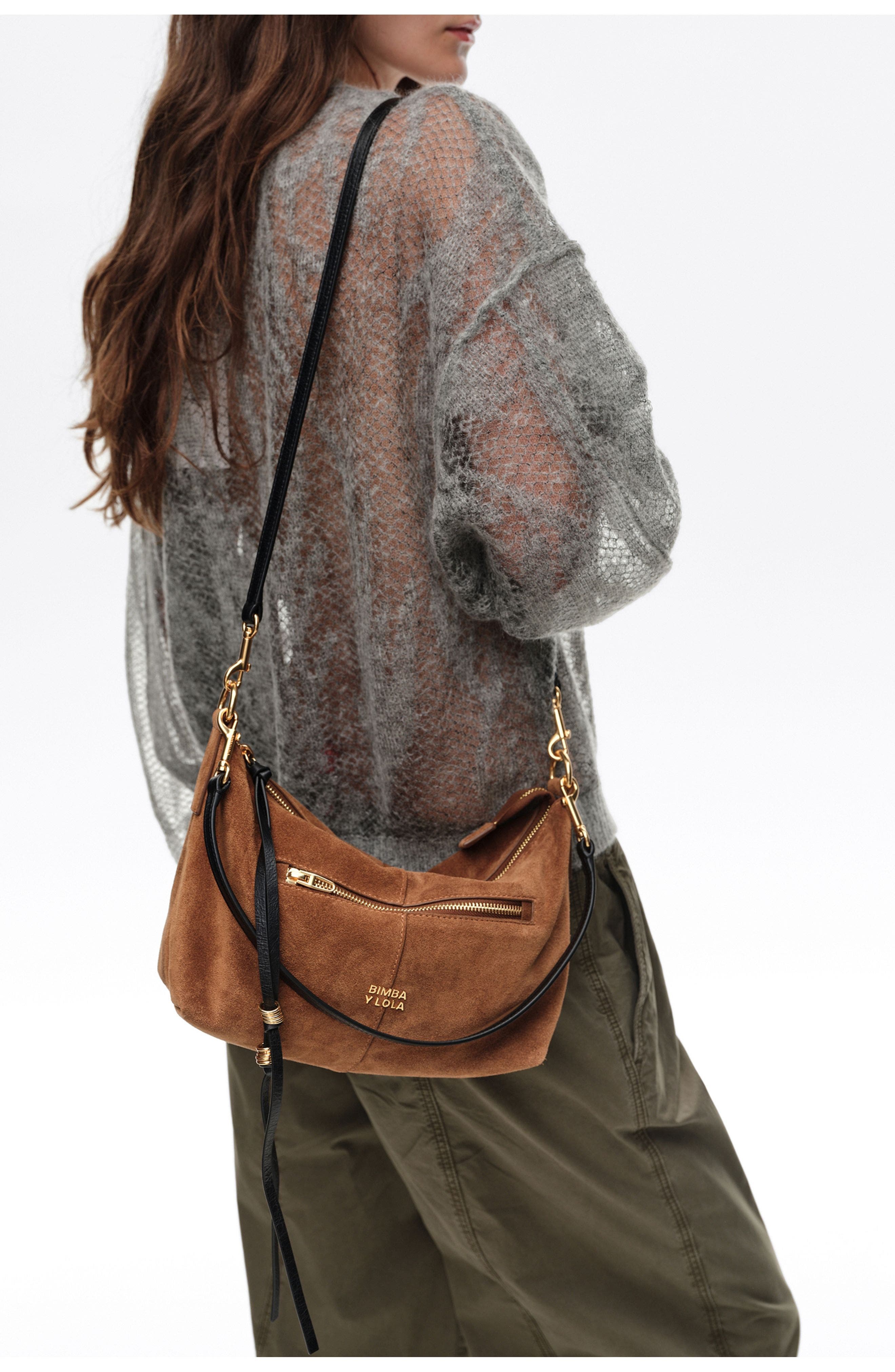 Medium Suede Madrid Crossbody Bag, Alternate, color, TOBACCO