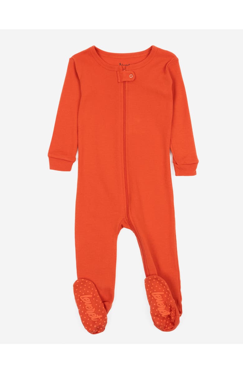 Leveret Footed Solid Cotton Matching Family Pajamas, Main, color, Orange