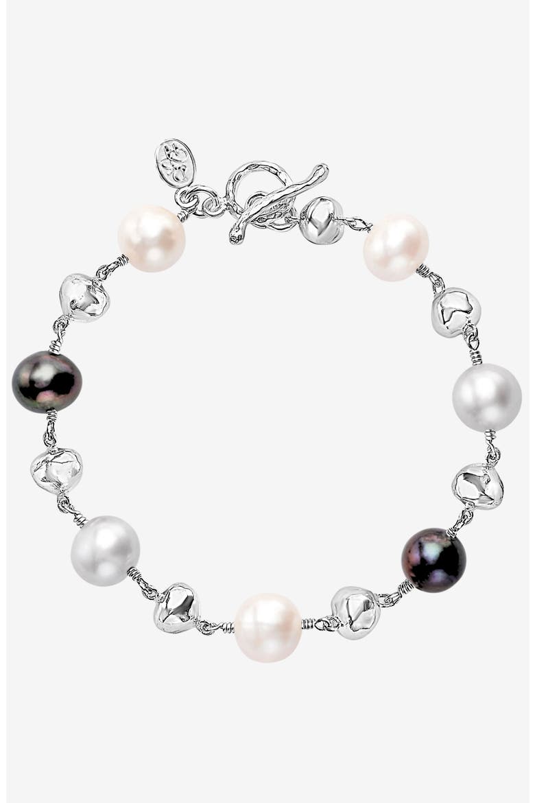 Nugget & Mixed Freshwater Pearl Bracelet, Main, color, Sterling Silver