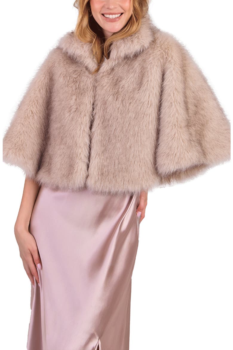 Faux Fur Capelet, Main, color, BEIGE