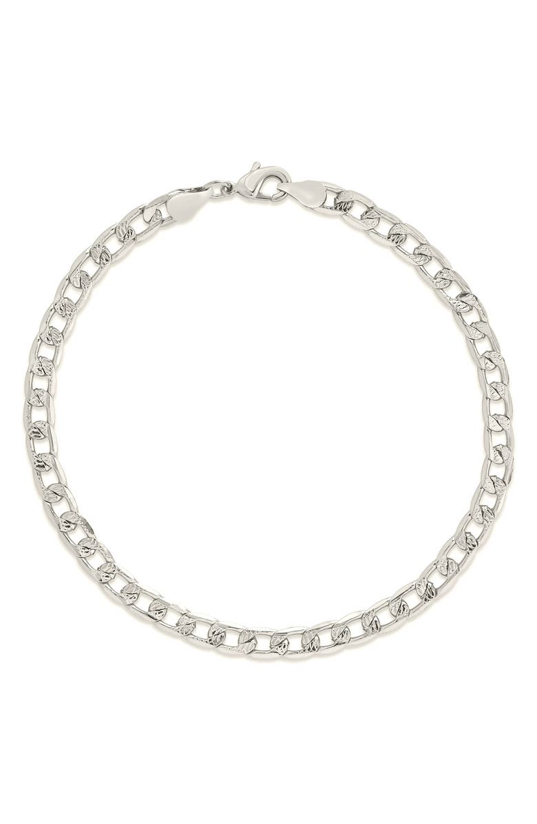 Sterling Forever Exie Chain Anklet, Alternate, color, Silver