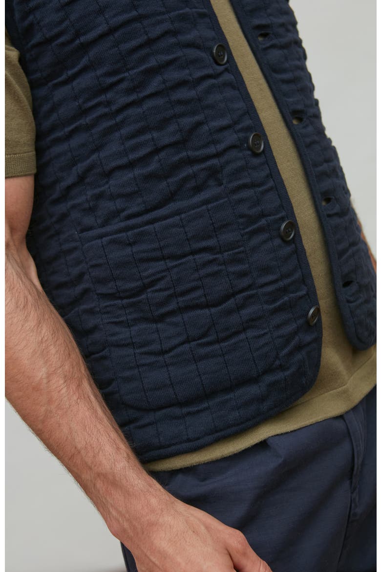 Cotton Quilted Knitted Gilet, Alternate, color, Navy