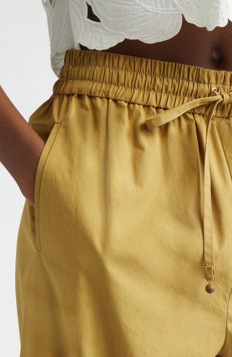Zimmermann Mahon Embroidered Cutwork Cotton Wide Leg Ankle Pants, Alternate, color, Moss