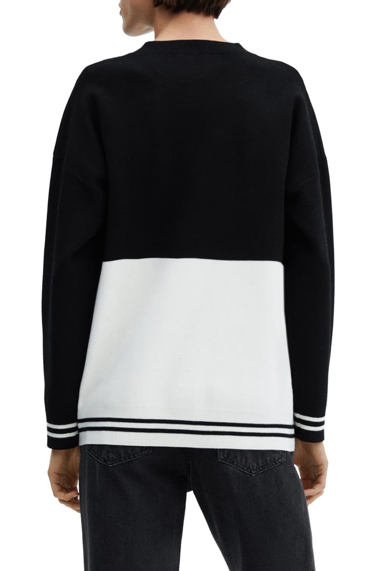 Colorblock Oversize Crewneck Sweater, Alternate, color, BLACK