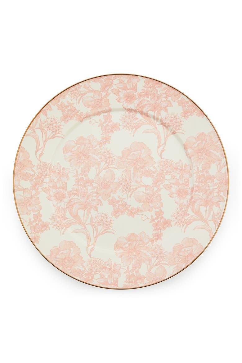 Sterling English Garden Enameled Steel Platter, Main, color, PINK/ WHITE