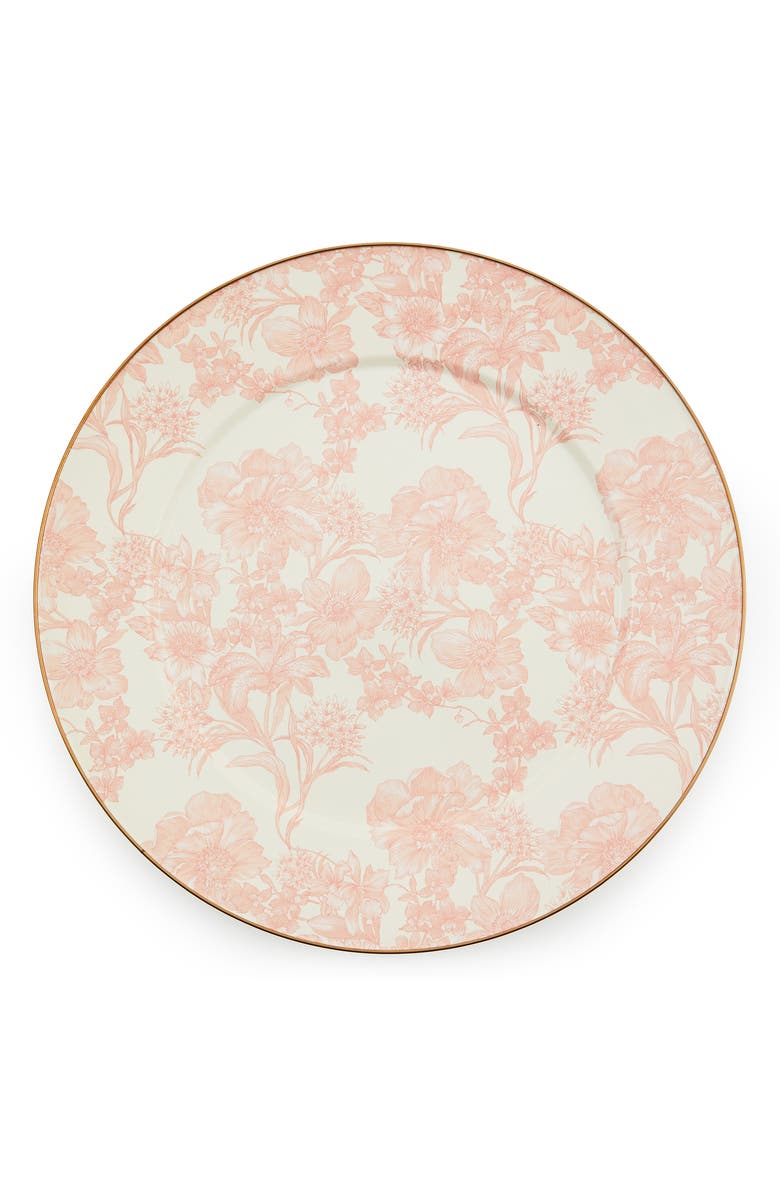 MACKENZIE CHILDS Sterling English Garden Enameled Steel Platter, Main, color, Pink/ White