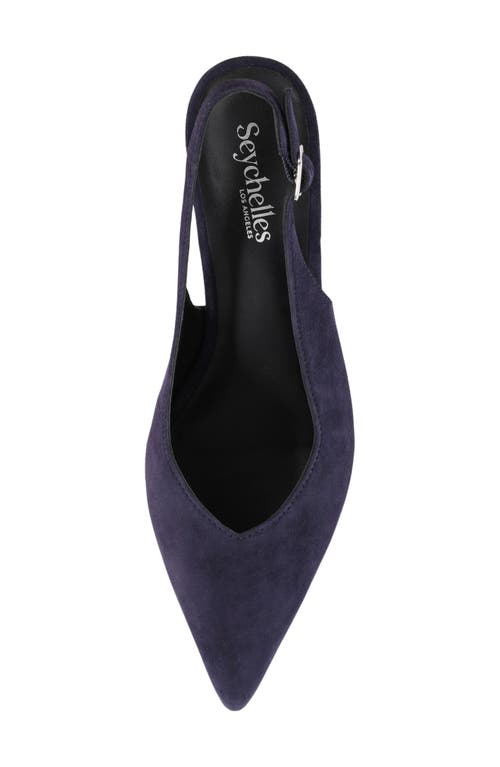 Seychelles Candlelight Slingback Pointed Toe Kitten Heel Pump In Blue