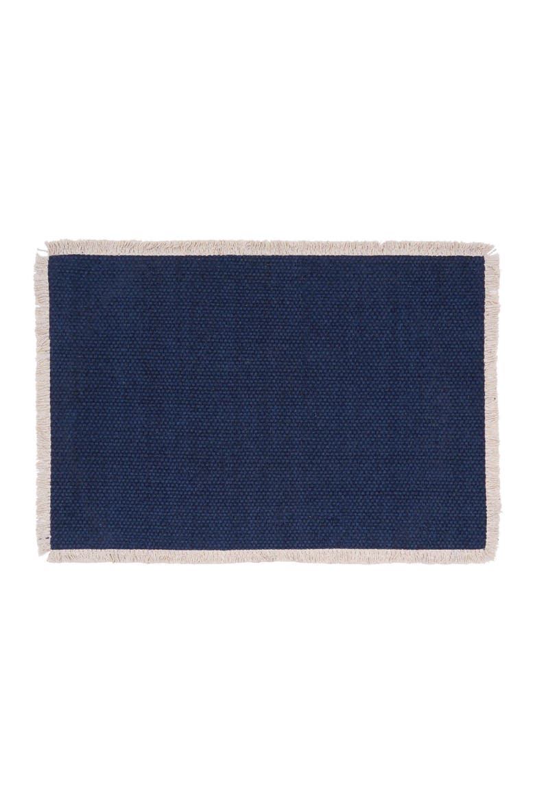 Fringed Vintage Indigo Placemats Set of 6, 14" x 20", Alternate, color, Blue