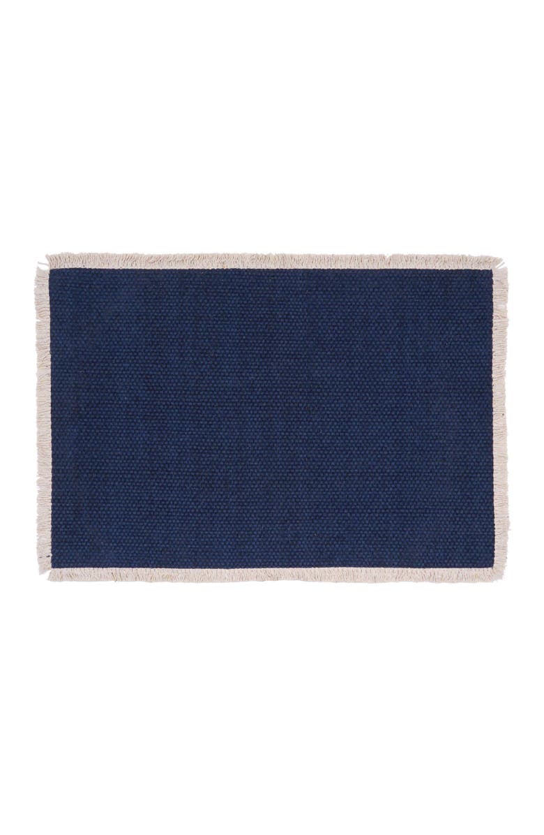 C&F Home Fringed Vintage Indigo Placemats Set of 6, 14" x 20", Alternate, color, Blue