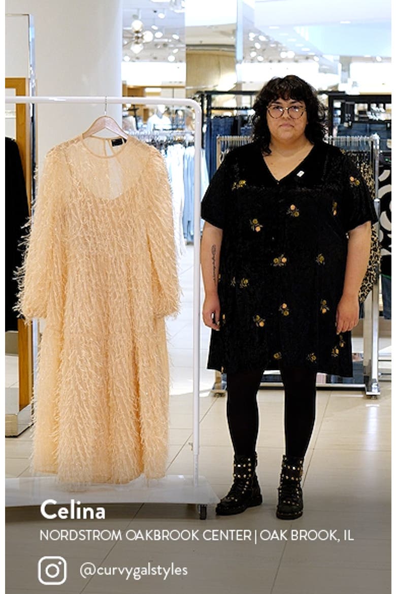 Curve Tiered Fringe Long Sleeve Midi Dress video