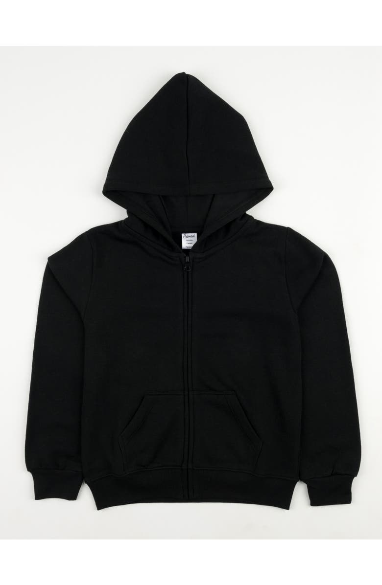 Leveret Kids Zip-Up Sweatshirt Hoodie, Cotton Blend, Solid Colors, Main, color, Black