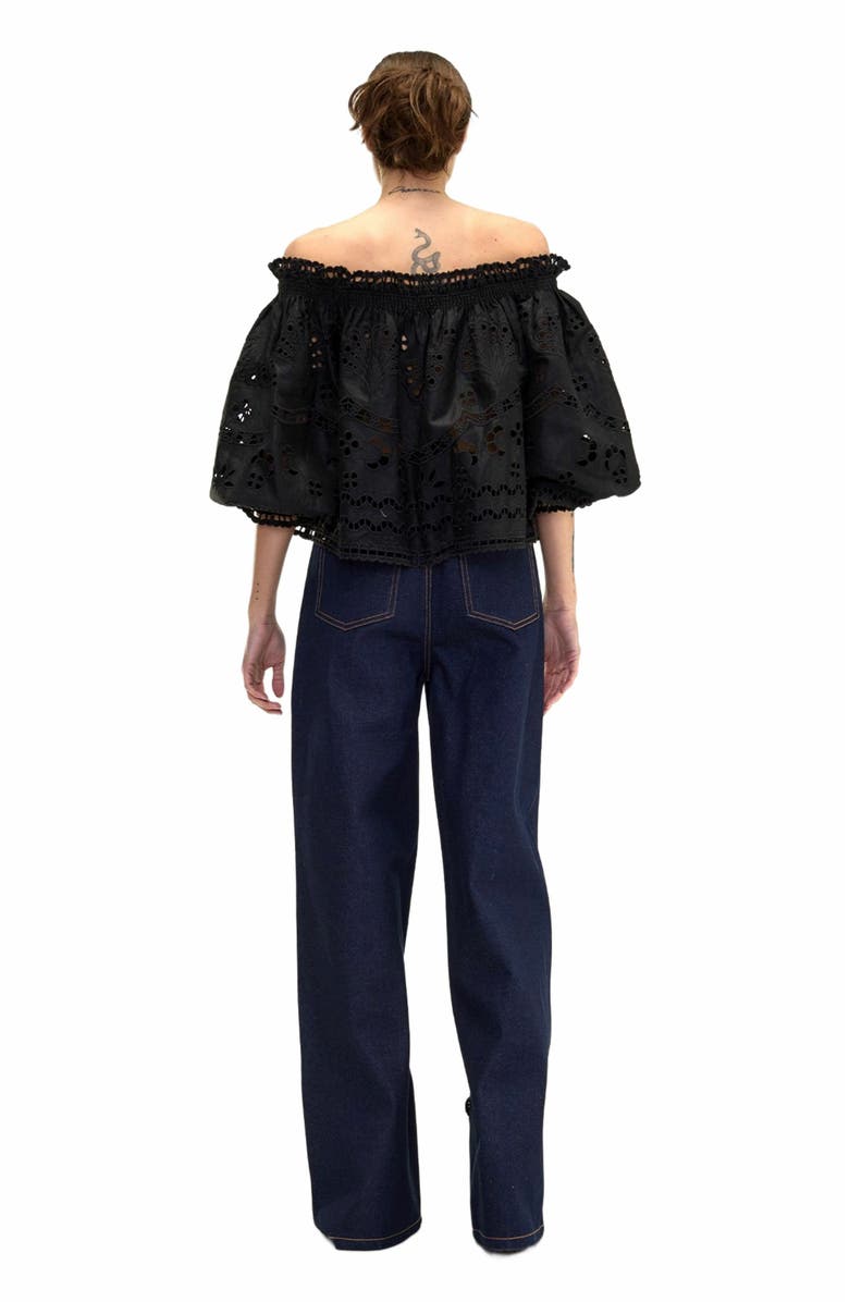 Cynthia Rowley Embroidered Wide-leg Jean, Alternate, color, Navy/Black