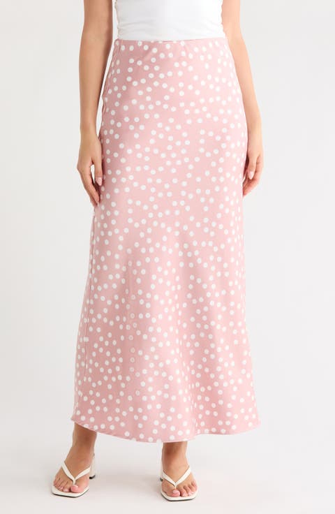 Polka Dot Print Maxi Skirt