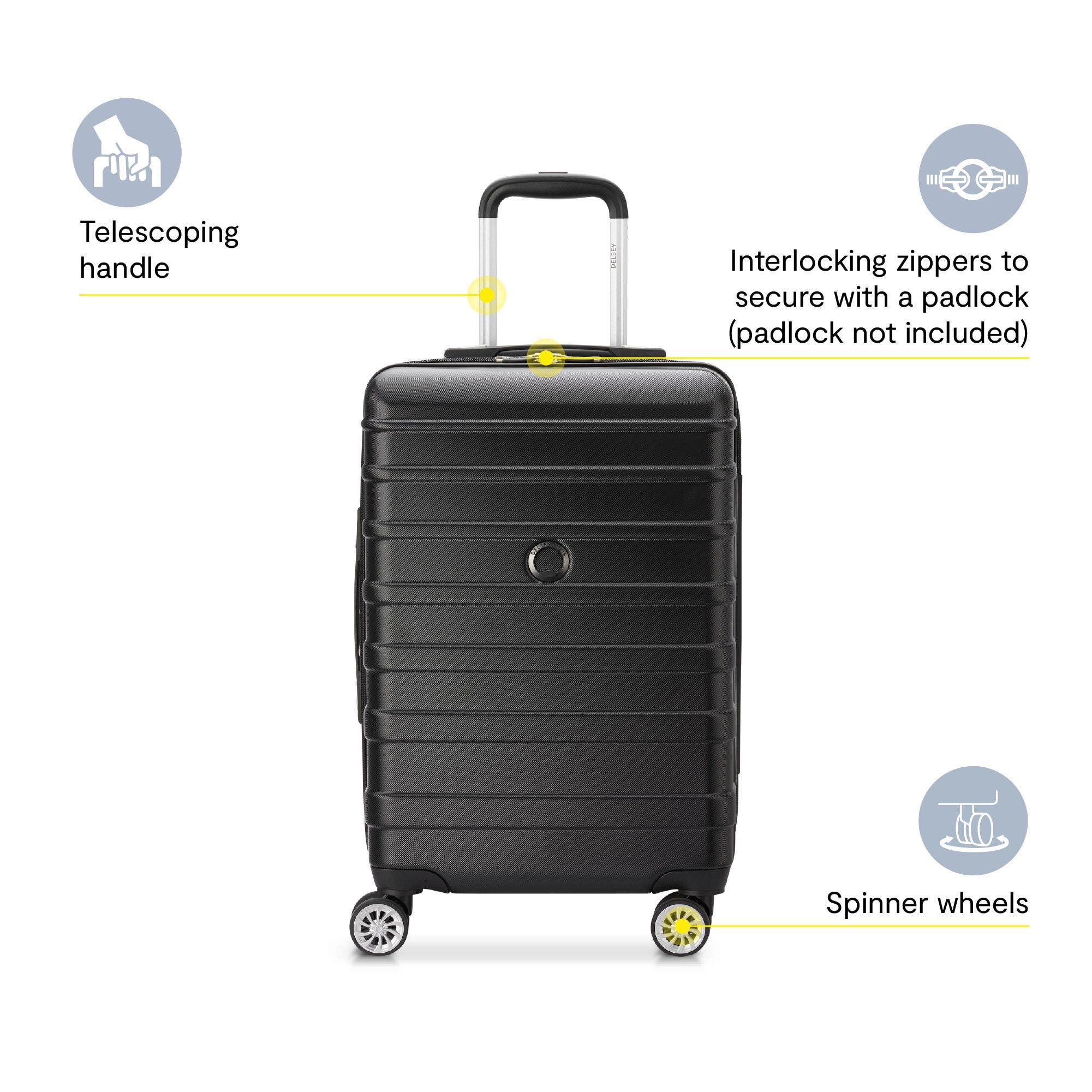 Delsey Paris Margot 3-Piece Hardside Spinner Suitcase Set, Alternate, color, Black