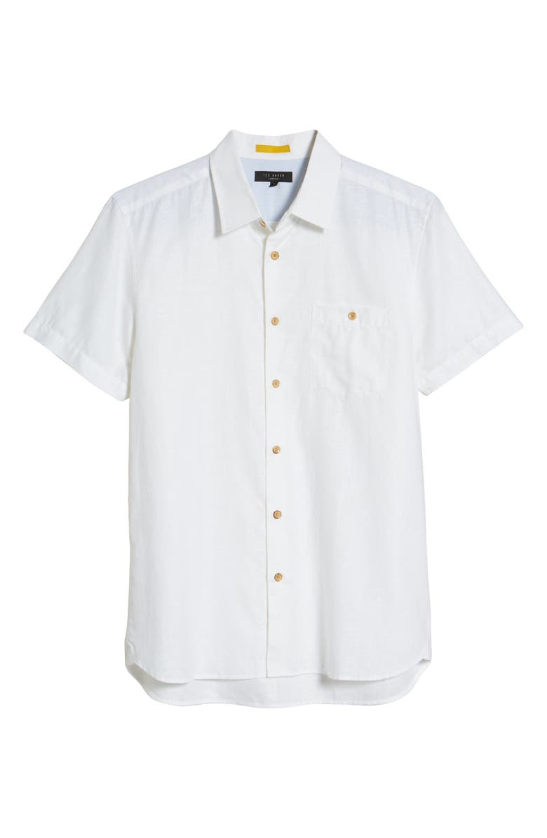 Ted Baker London Civiche Linen & Cotton Button-Up Shirt, Alternate, color,