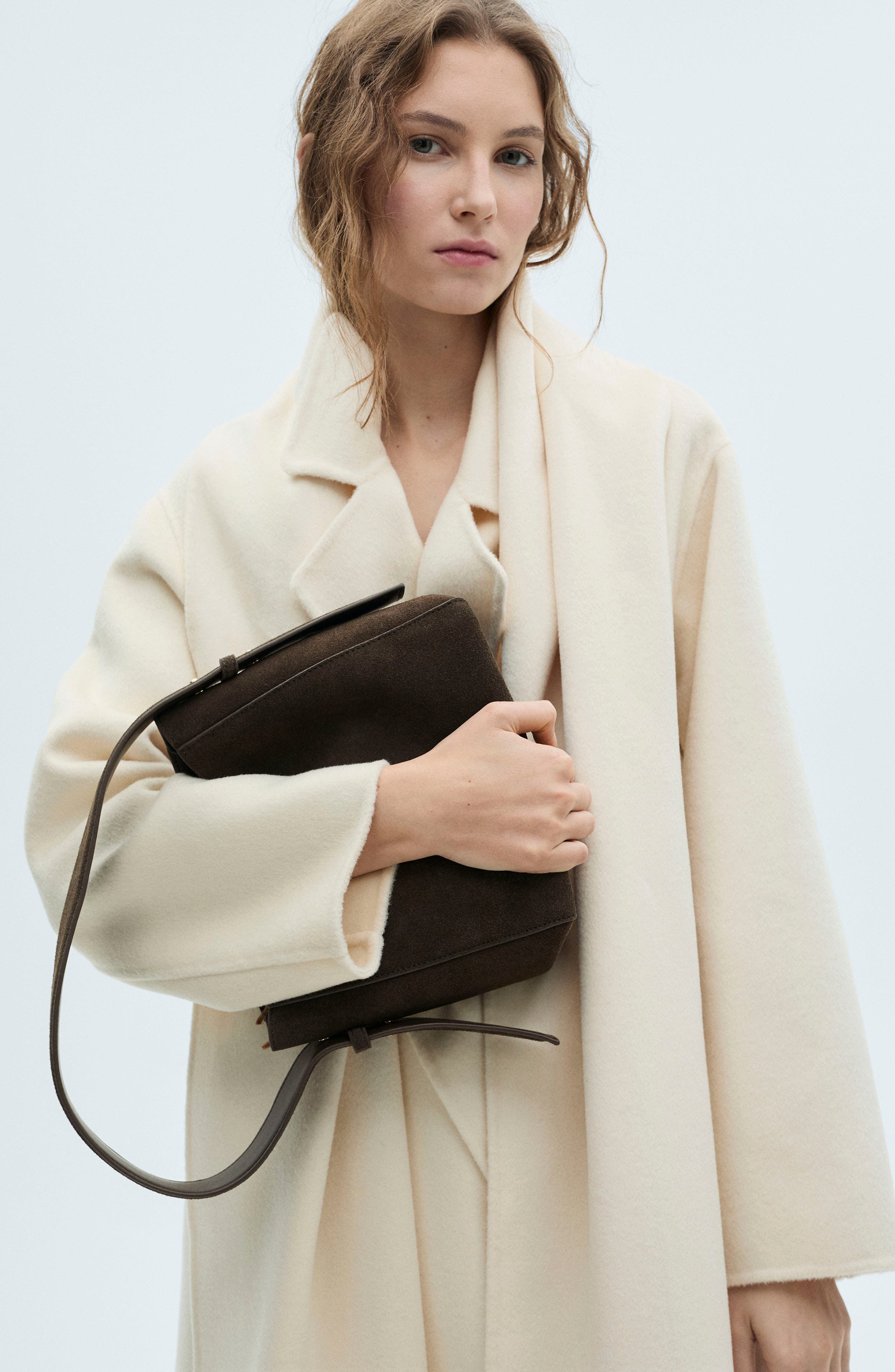 MANGO Suede Shoulder Bag, Alternate, color, 