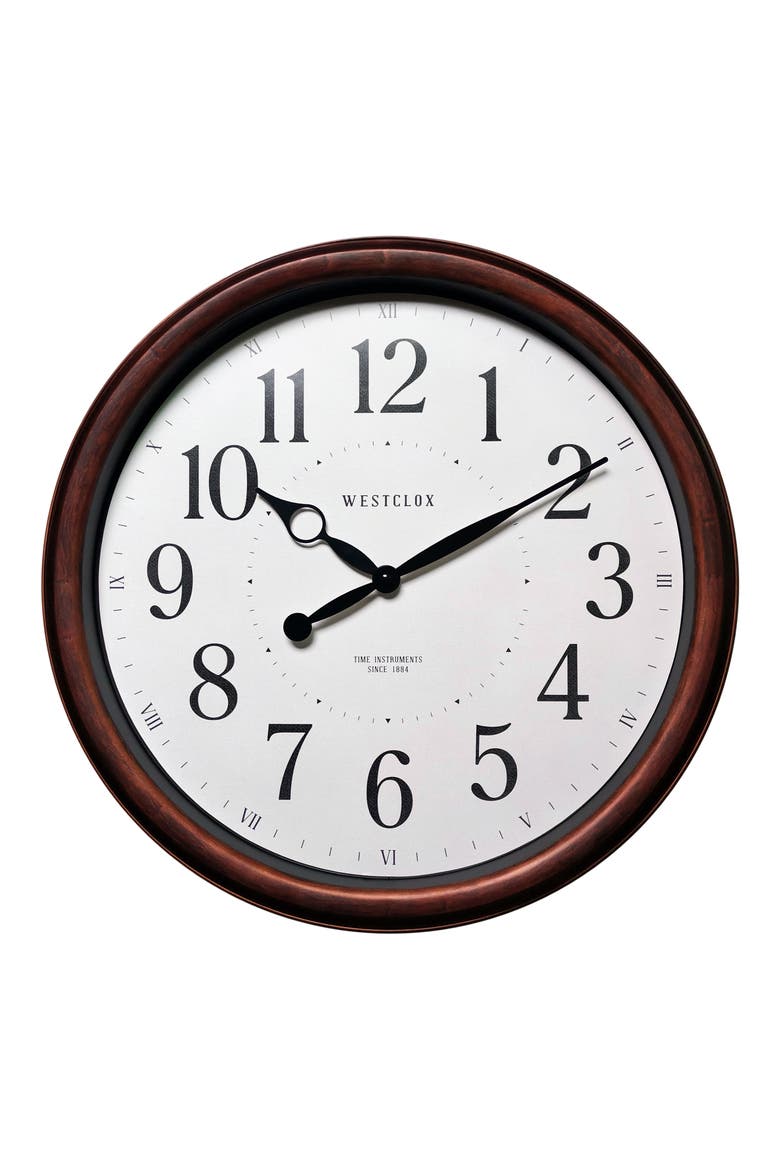 20-Inch Woodgrain Wall Clock, Main, color, BROWN