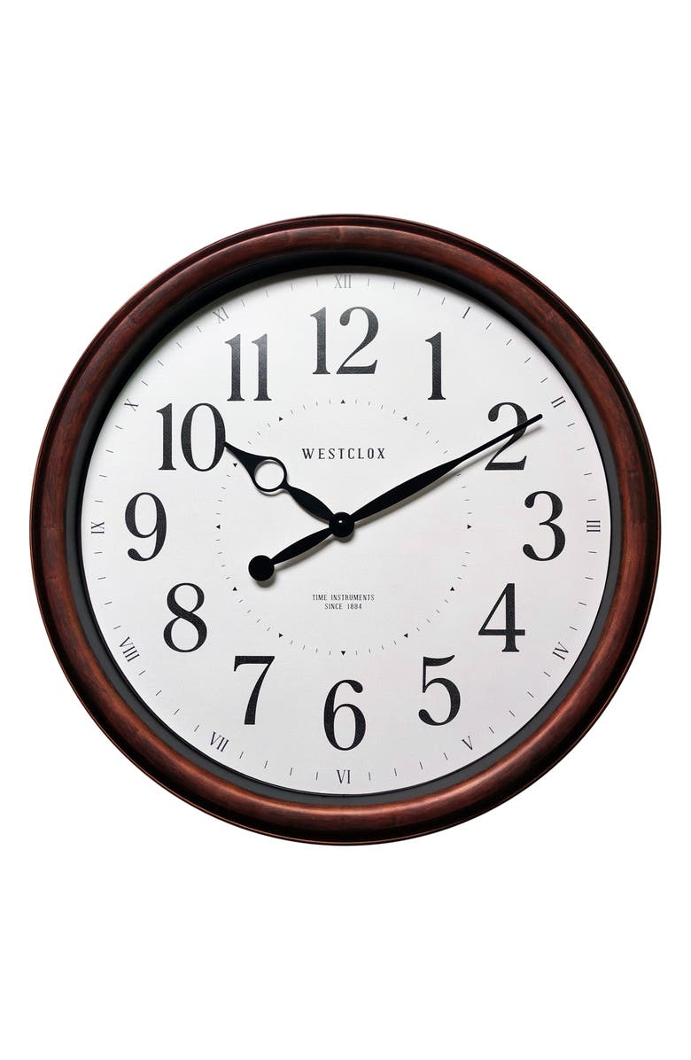 Westclox 20-Inch Woodgrain Wall Clock, Main, color, Brown