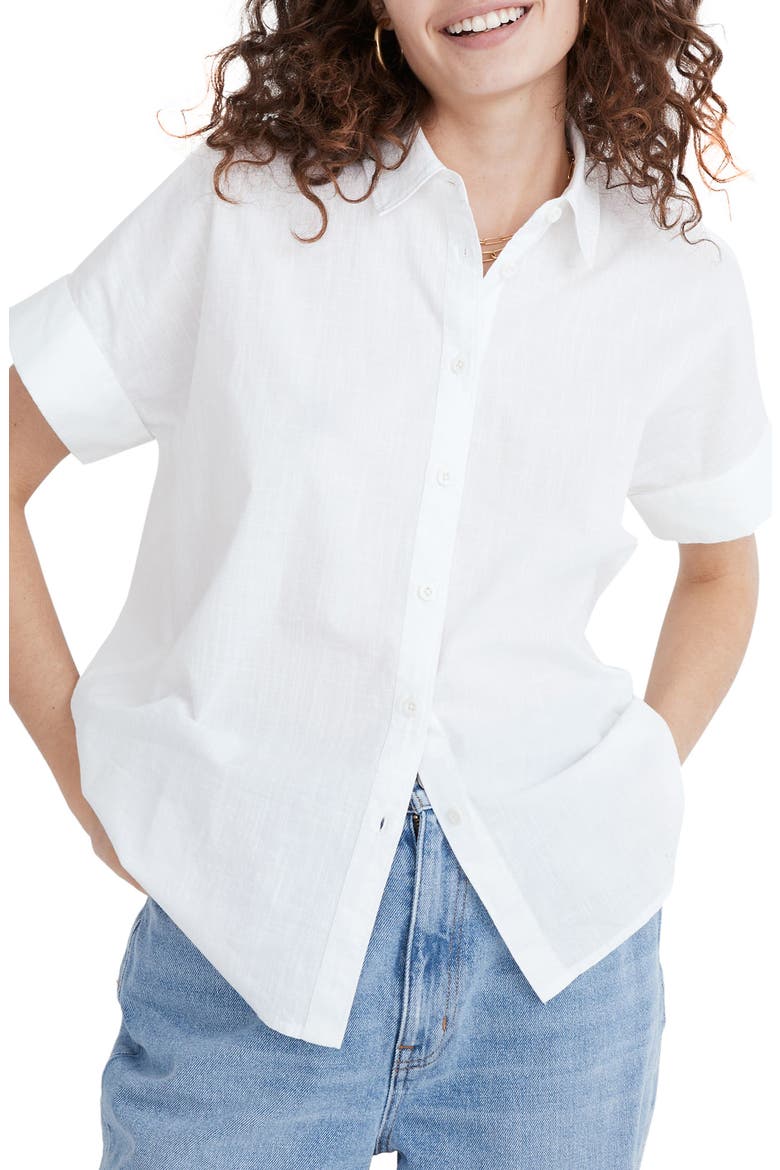Courier Pintuck Back Shirt, Main, color, EYELET WHITE