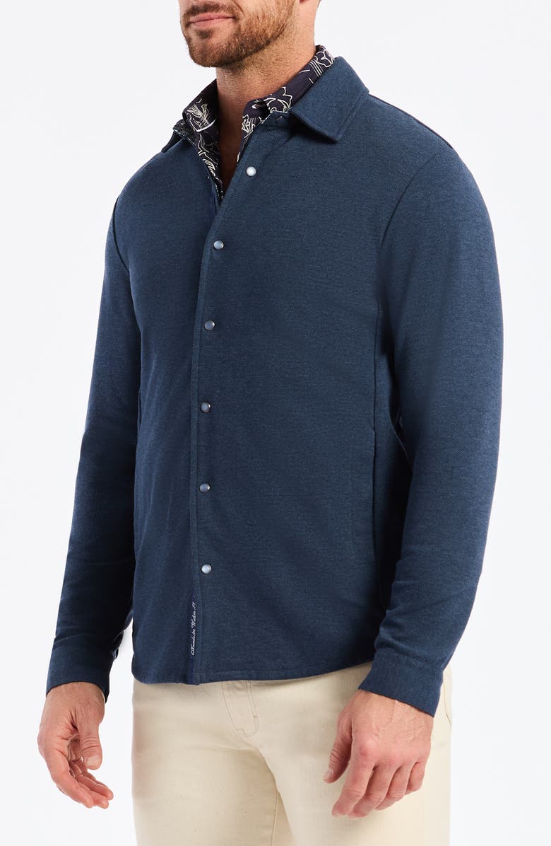 Robert Graham Kellan Knit Snap-Up Shirt Jacket, Alternate, color, Navy