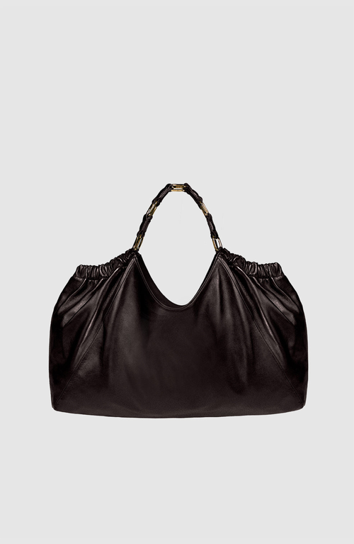 Anine Bing Medium Kate Embossed-logo Drawstring Tote Bag In Brown